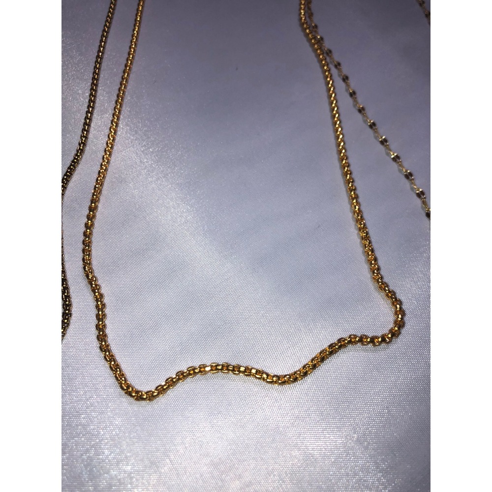 Lot of 4 Gold Tone Necklaces Assorted Chains Box Rope Cable Minimalist Layering - Picture 5 of 9